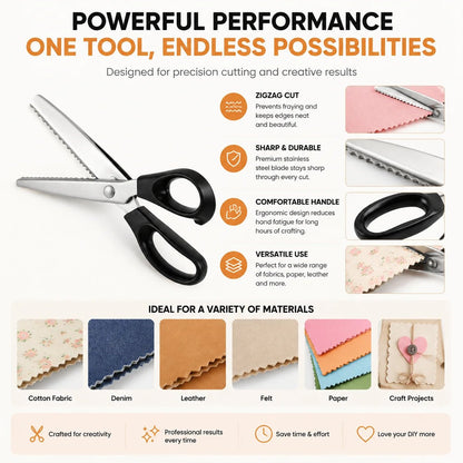 ✂️Professional Pinking Shears – Stainless Steel Zigzag Fabric Cutting Scissors✨🧵