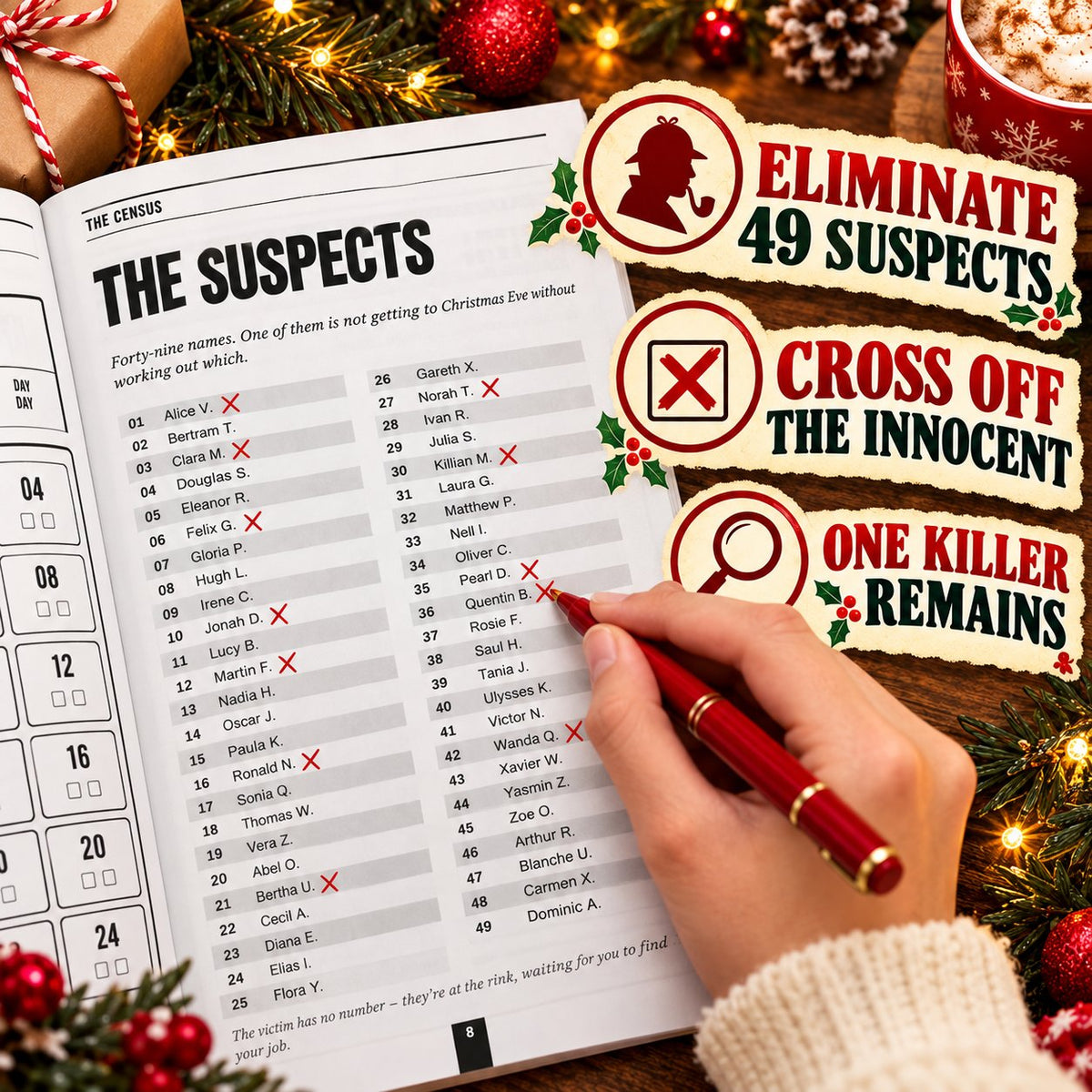 🎄🔍 Christmas Murder Mystery Book — 24 Days to Solve the Crime!