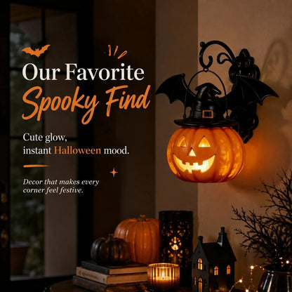 🎉🎃Halloween Early Bird Special Sale 50% OFF🎃 Bat Hat Pumpkin Wall Lamp 🦇