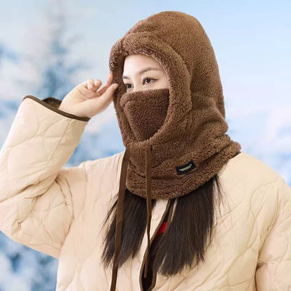 🎉2026 Women's Fleece Hooded Winter Cycling Mask and Hat for Cold Weather
