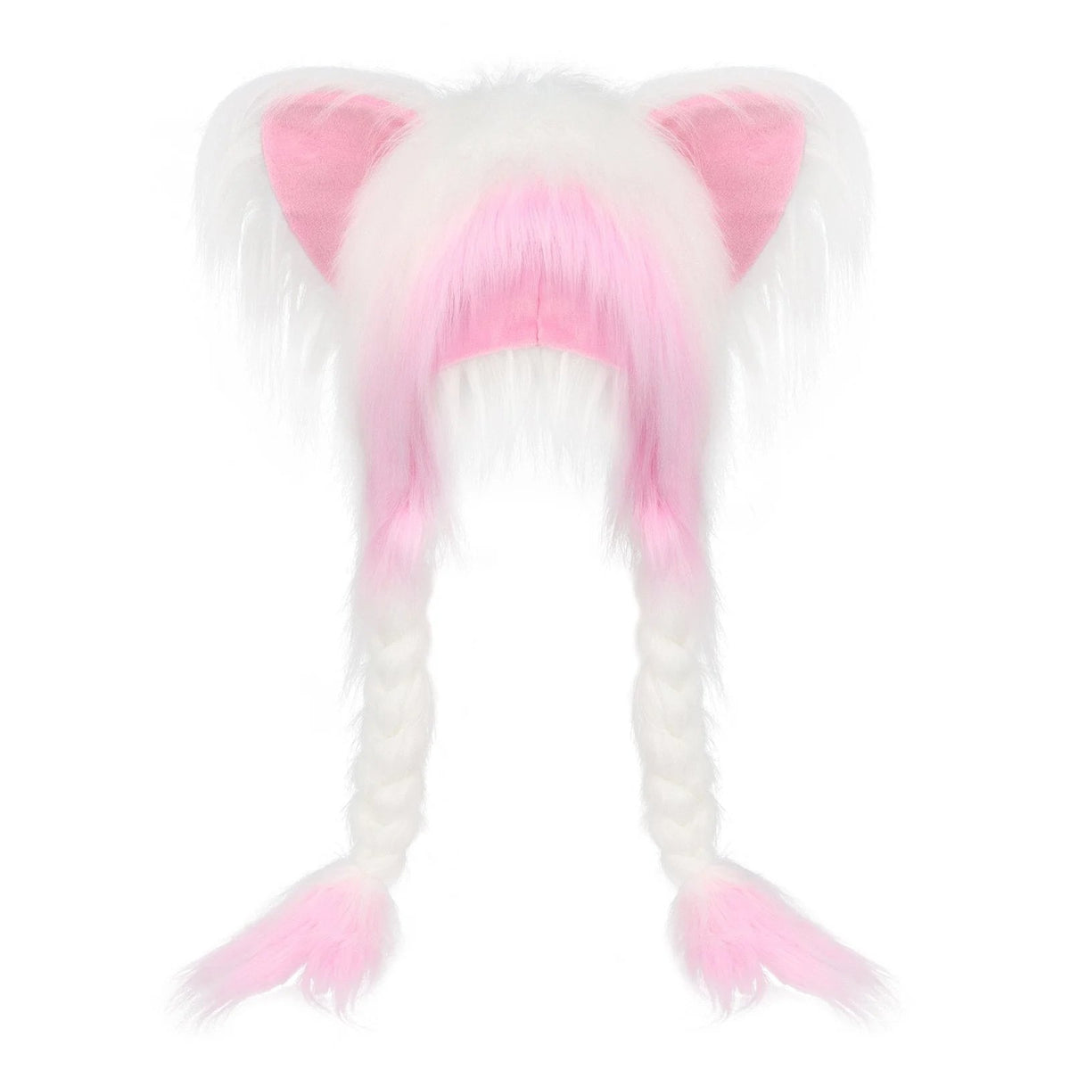 💖 Soft Furry Animal Ear Hat with Braids