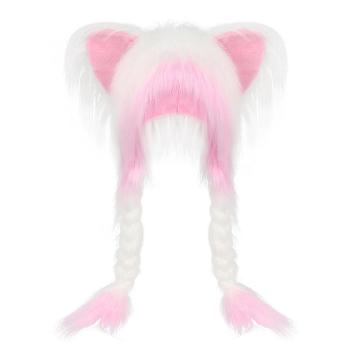 White pink animal ear hat