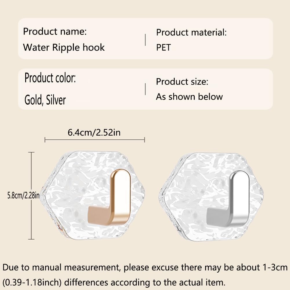 AA Self-Adhesive Hooks 10 Pack, Hex Ripple Heavy Duty Hooks 🚿