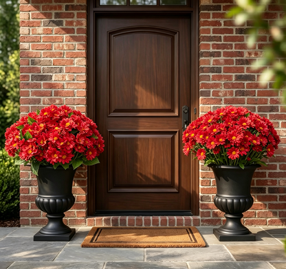 Artificial Outdoor Sunset Mums Flowers - UV resistant, Waterproof, Windproof