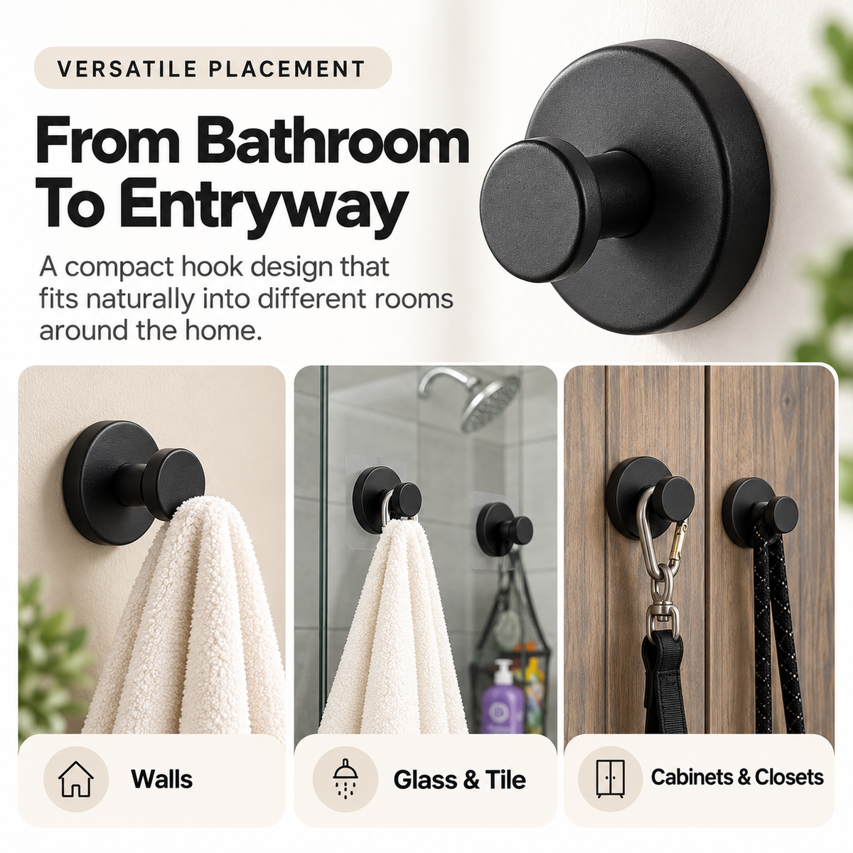 ✨🏠3-Pack No-Drill Twist-Lock Hooks – Easy Everyday Wall Organization