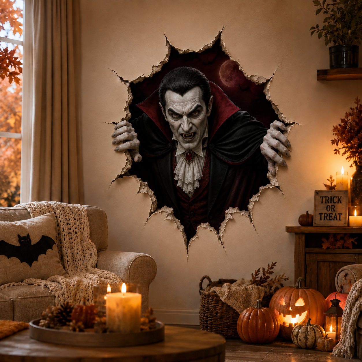 🦇Halloween Break-In 3D Wall Decals