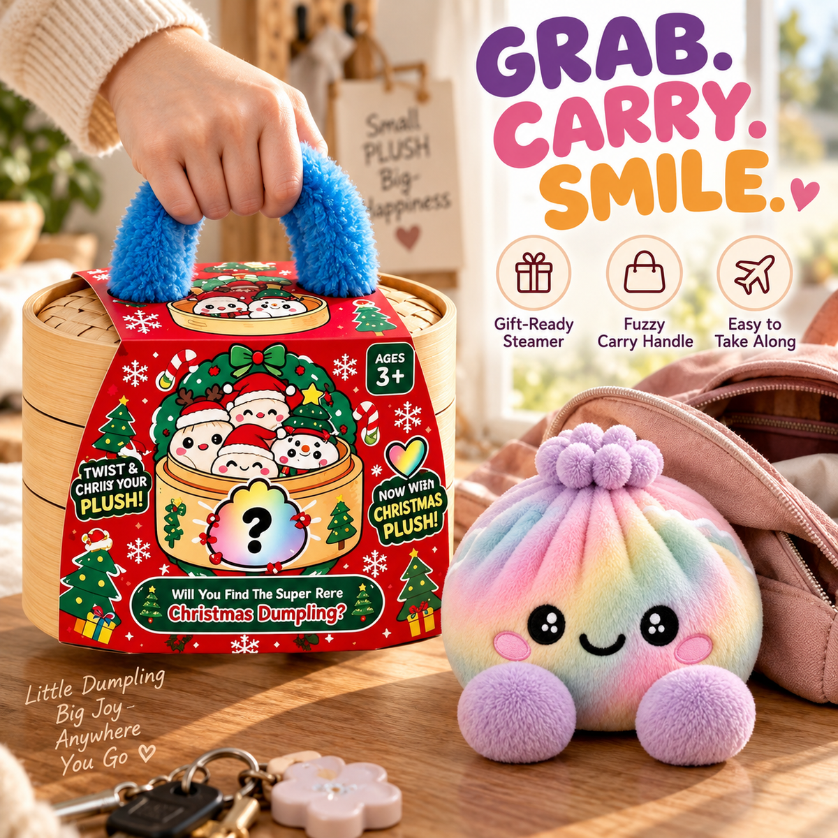 🔥 50% OFF | 🌈🥟 Rainbow Dumpling Plush Squishies – Adorable Steamer Set