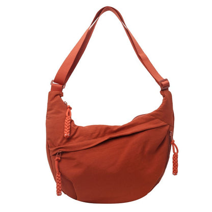Women's Fashion Plain Color Nylon Crossbody Hobo Bag