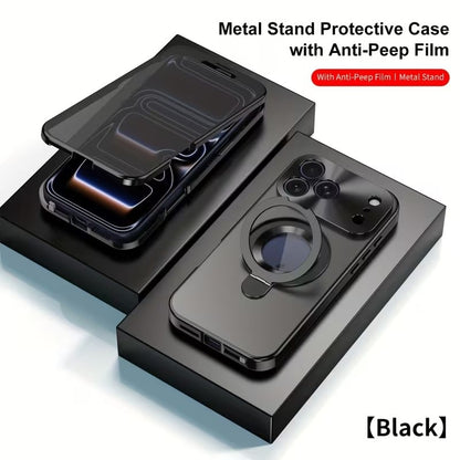 Privacy Screen & Magnetic Phone Case for iPhone with Stand Ring Holder