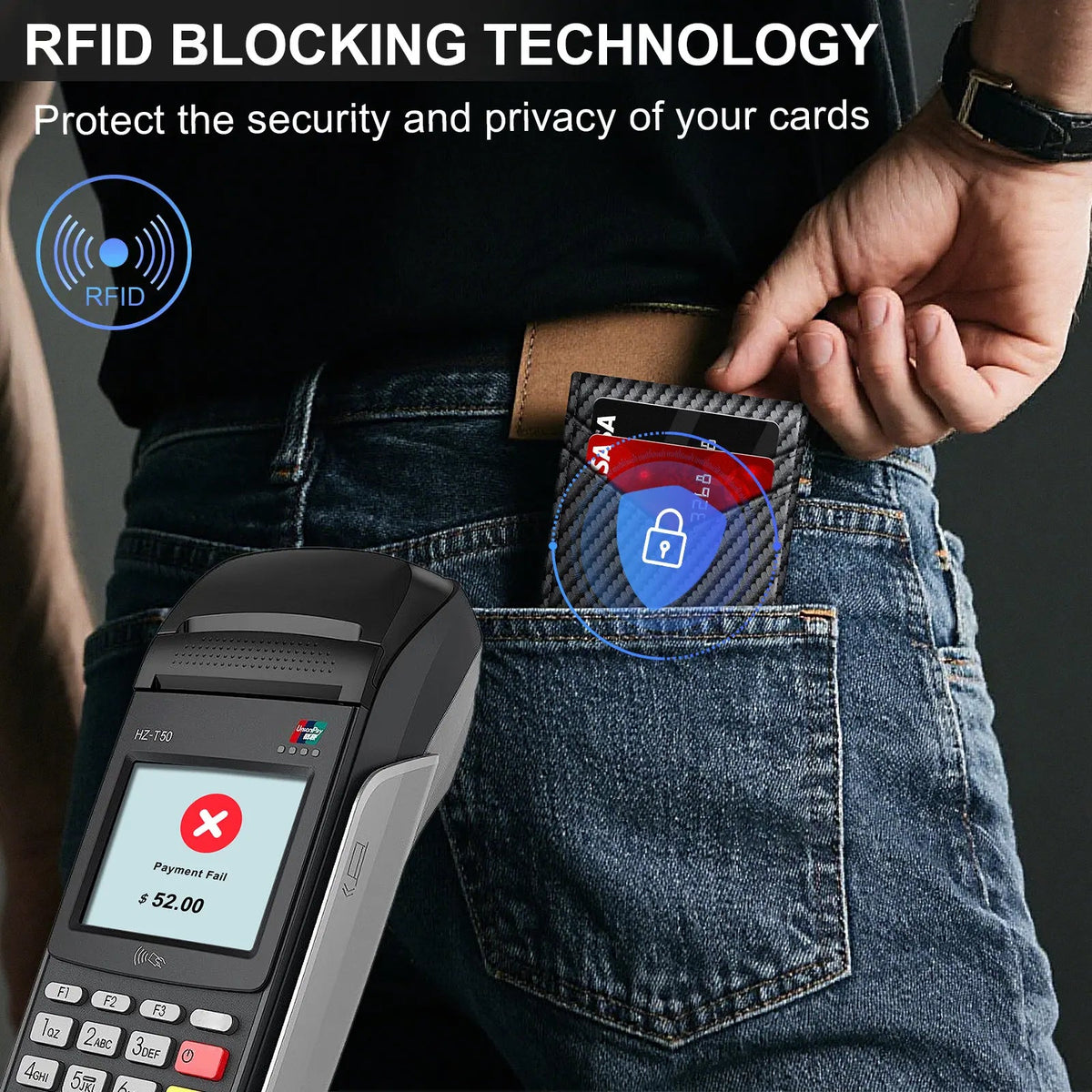 💳 Men's RFID Minimalist Pop-Up Wallet – ID Window & Money Clip