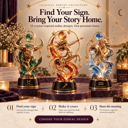 🔥HOT SALE🔥 49% OFF – 🌙 Celestial Zodiac Sculpture | 12 Jewel-Like Zodiac Designs with Golden Details ✨