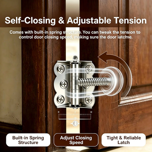⚙️Adjustable Self-Closing Spring Door Hinges