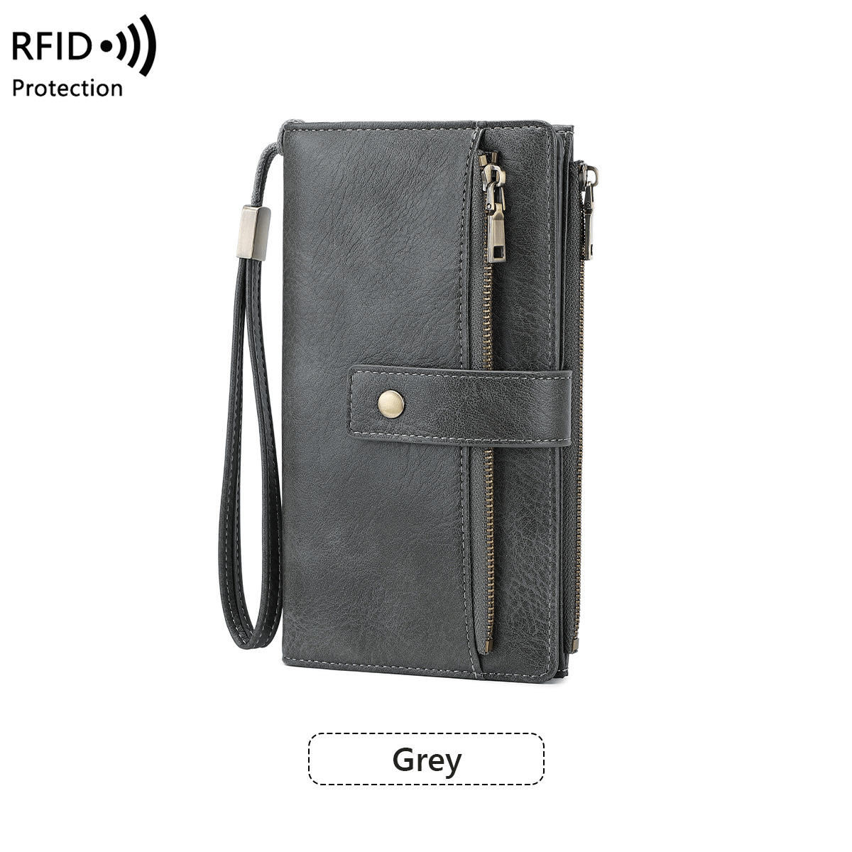 🔥Last Day 49% OFF🔥RFID Blocking Women's Long Wallet: Stylish Solid Leather Clutch (Large Capacity)👛