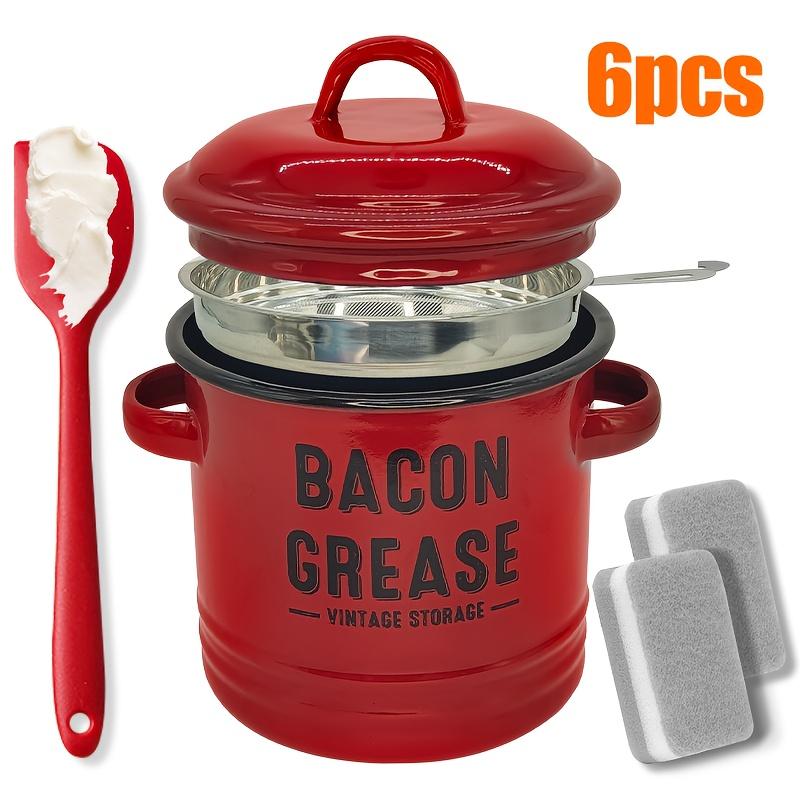 🔥Last Day 49% OFF🎁46 oz bacon grease container with strainer and food-grade silicone spatula