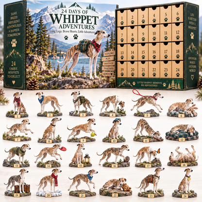 🐾 24 Days of Whippet Adventures –  💛Christmas Advent Calendar | 24 Unique Dog Collectible Figurines