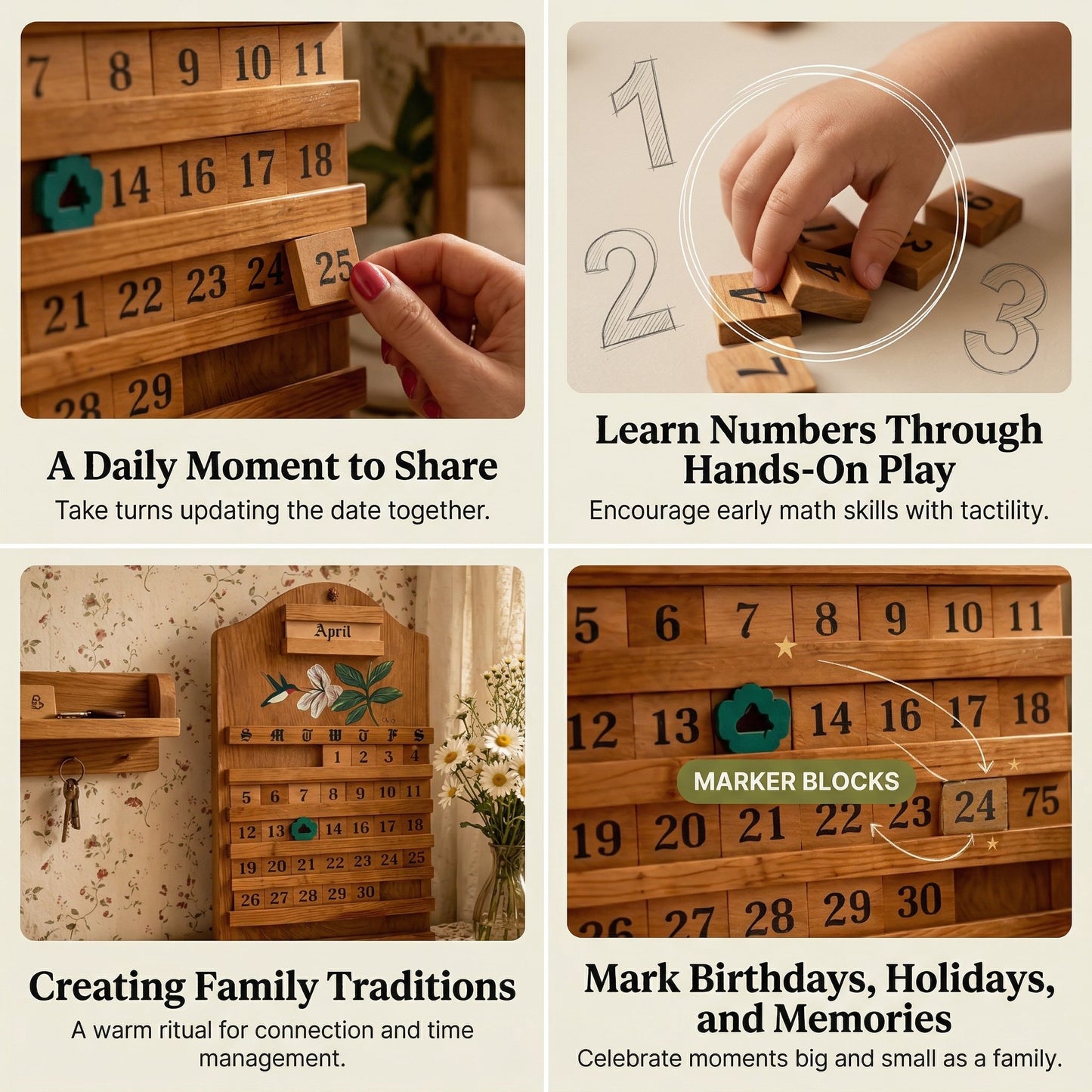 🎉🎄 Festive Wooden Perpetual Calendar
