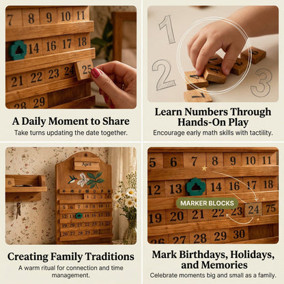 🎉🎄 Festive Wooden Perpetual Calendar