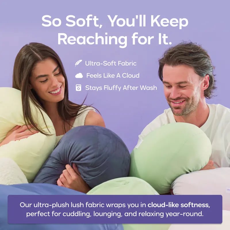 Mellow CloudCool & Lush Pebble Pillow | Washable Removable Cover Cushion