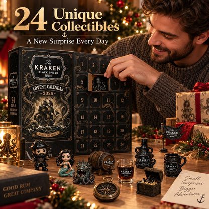 24-Day Kraken Rum Mini Bottle Advent Calendar Set for Holiday Bar Table Display, Rum Lover Collectible Gift, Christmas Countdown & Festive Decoration