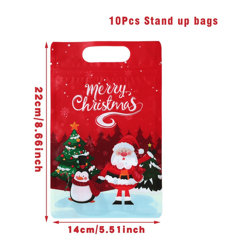 🎄Christmas Treat Bags, Kids Xmas Sealable Bags With Handle 10 PCS❄️