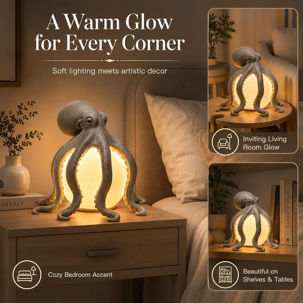 🎁🎉Only $29.99 This Week🌟🐙 Ocean Sculpture Octopus Ambient Table Lamp