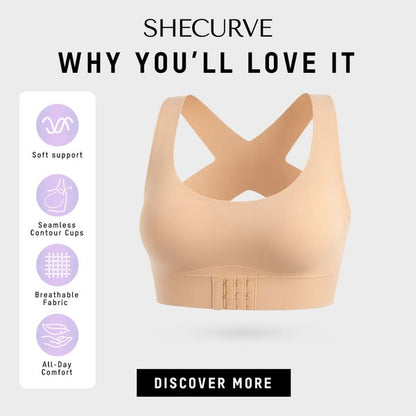 👙 Front Closure Cross-Back Wireless Posture Bra – Ultra Push-Up, All-Day Comfort & Natural Lift for a Slimmer, Taller Silhouette 💖