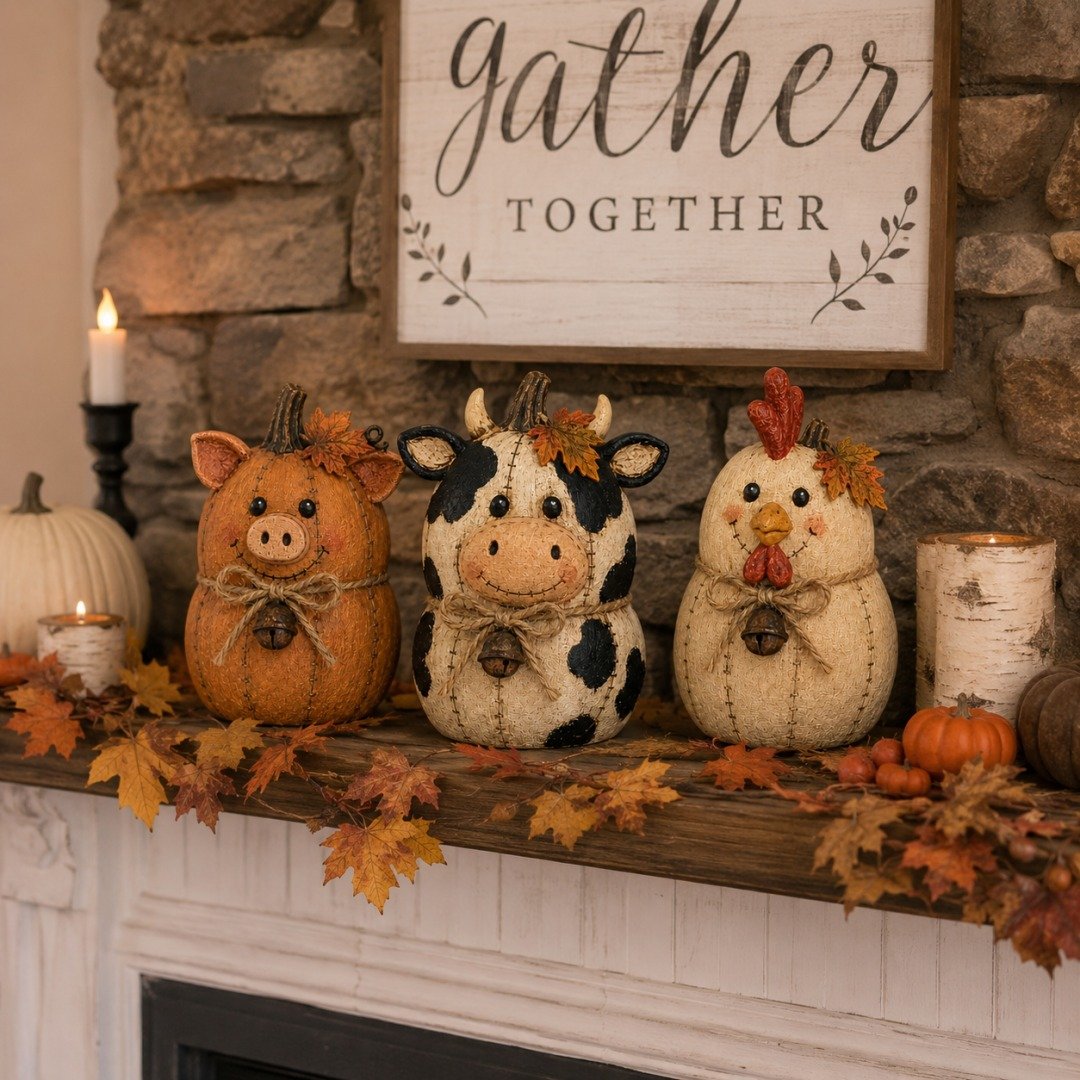 💥🏆Rustic Farm Pumpkin Friends Decor Set