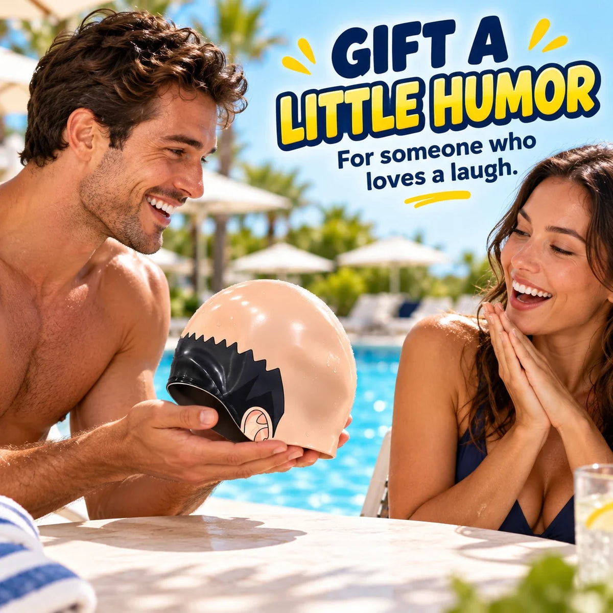 😂 Funny Bald-Head Swim Cap – Pool Day Laughs & Gifts 🎁🏊