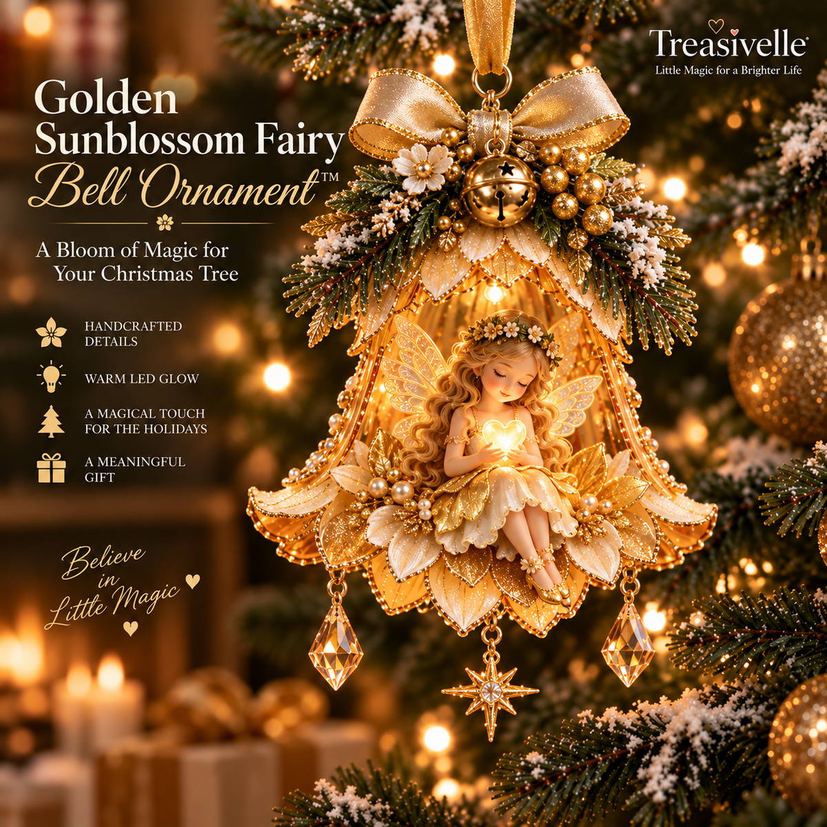 ✨ Enchanted Fairy Bell Christmas Ornament