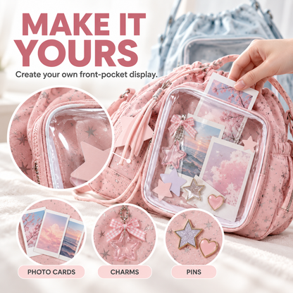 Star Print Multi-Compartment Shoulder Bag