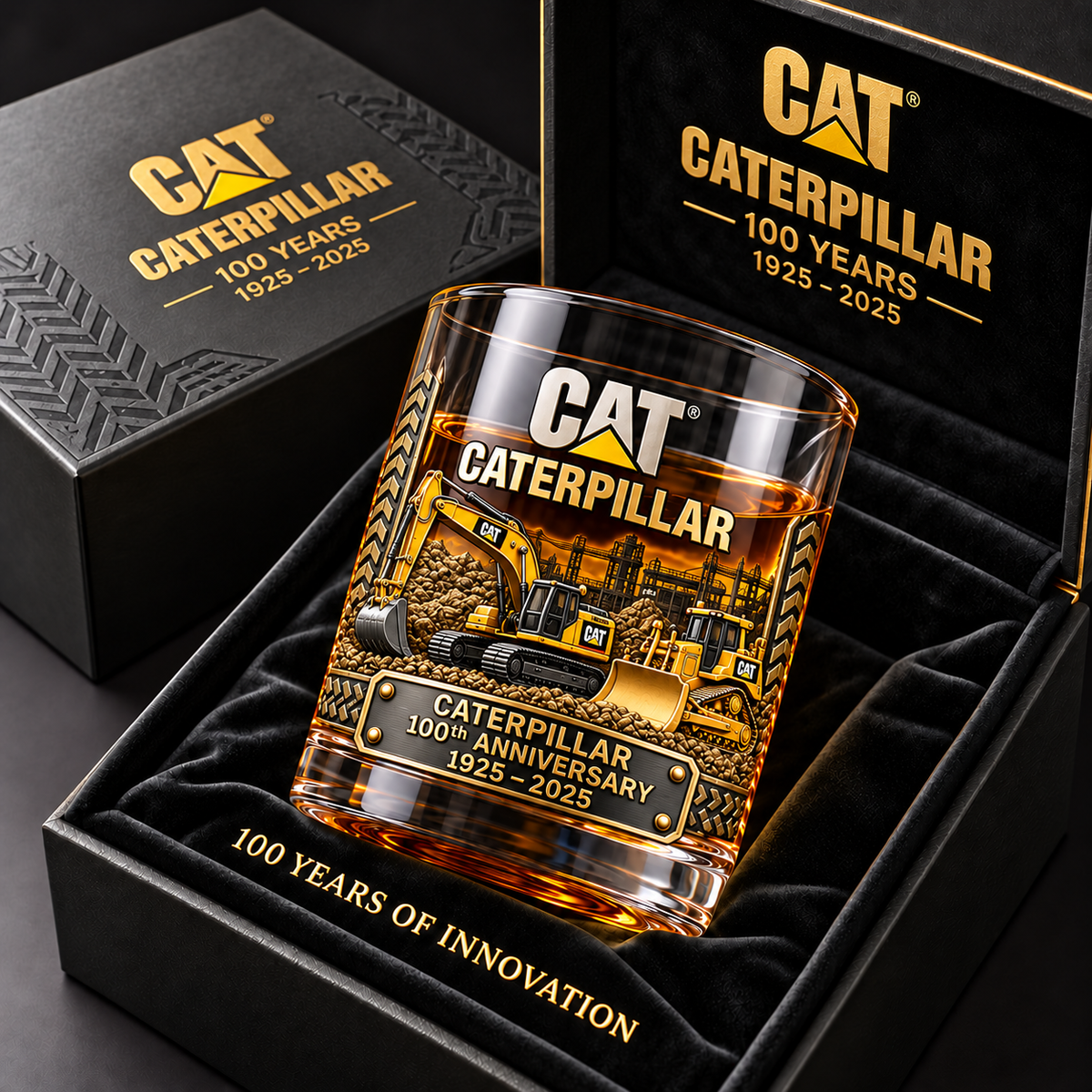 Caterpillar 100th Anniversary Whiskey Glass