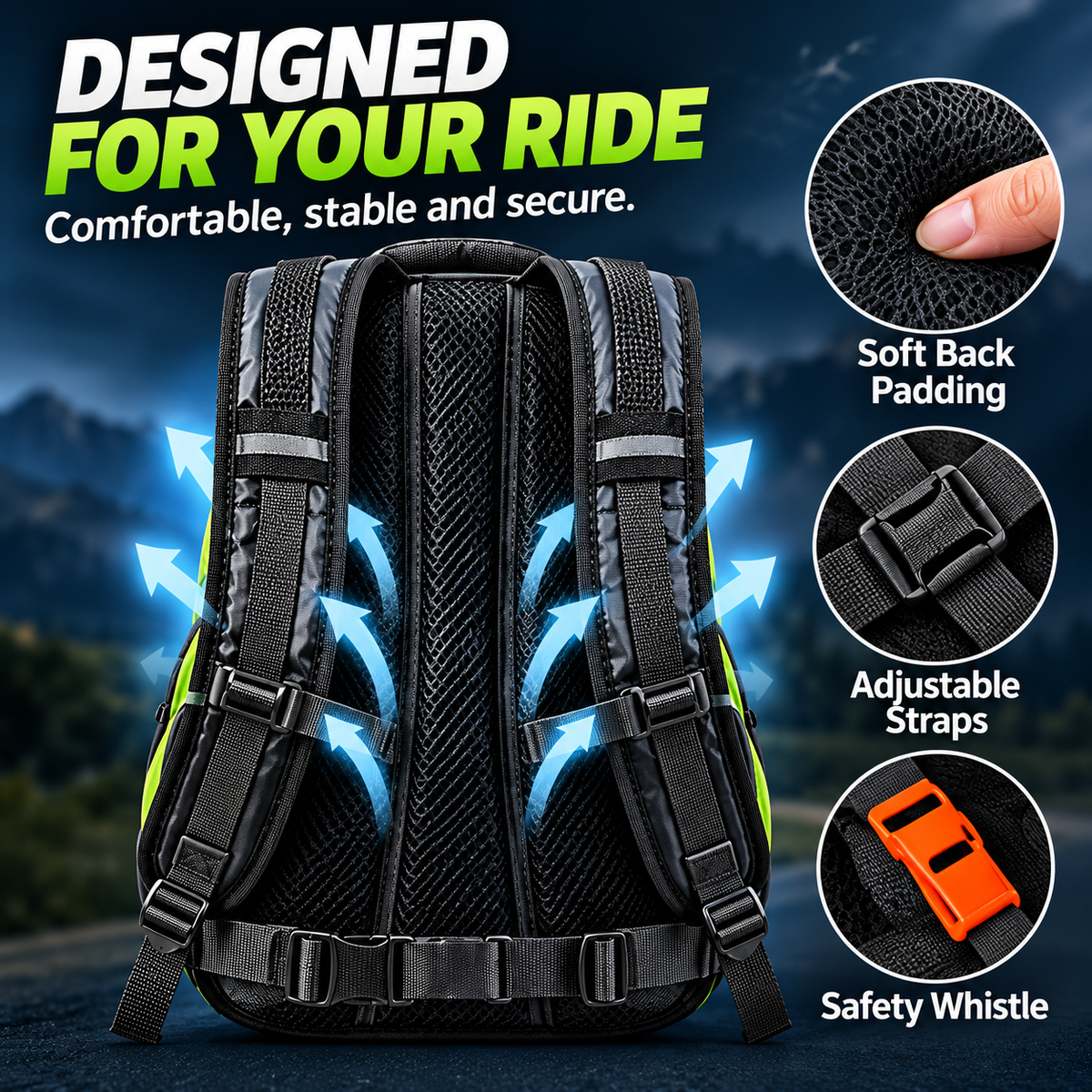 🚴 LED Turn Signal Cycling Backpack – Wireless Remote Control & Rear Safety Lights