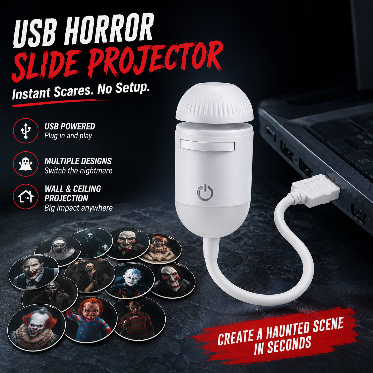 Horror Slide Projector | Halloween Wall Decor