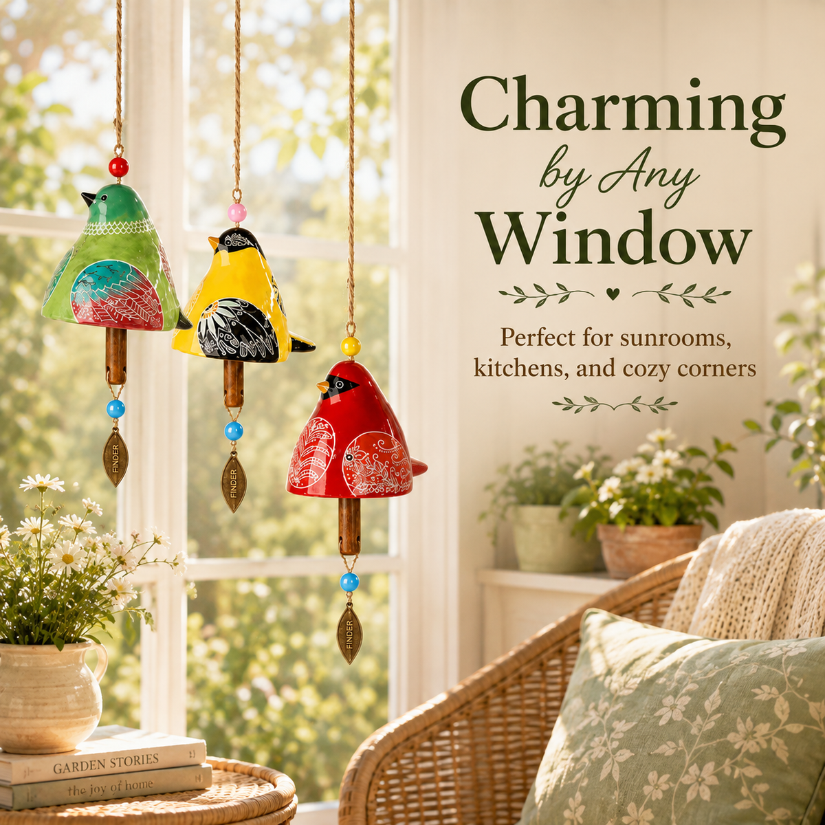 Hand-Painted Resin Bird Wind Chime