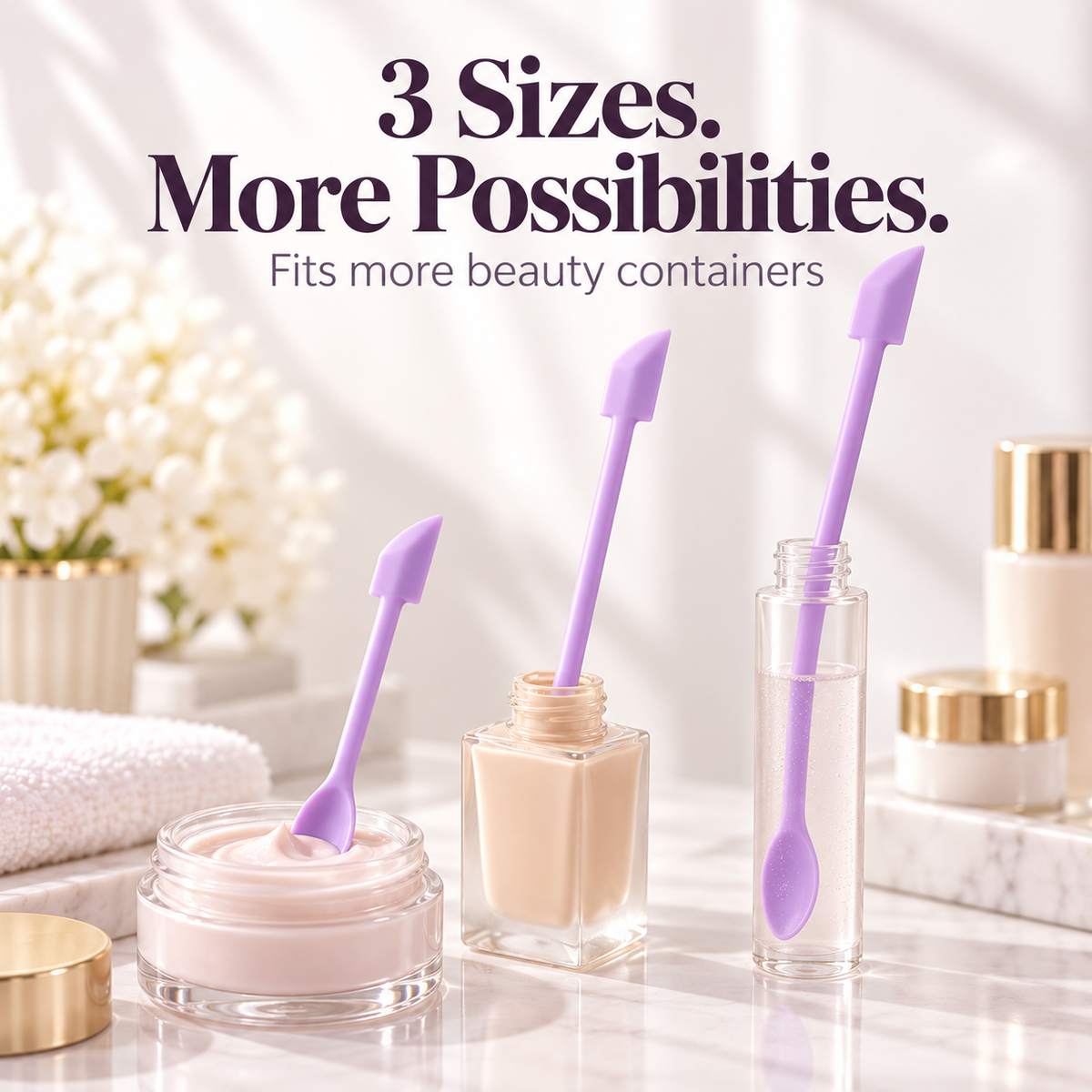 🧴 Slim Silicone Bottle Scraper & Spatula Set – Dual-Ended Cosmetic Jar Scooper ✨