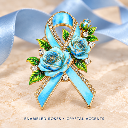 Hope Blooms™ Rose Ribbon Brooch – A Symbol of Strength, Love & Breast Cancer Awareness