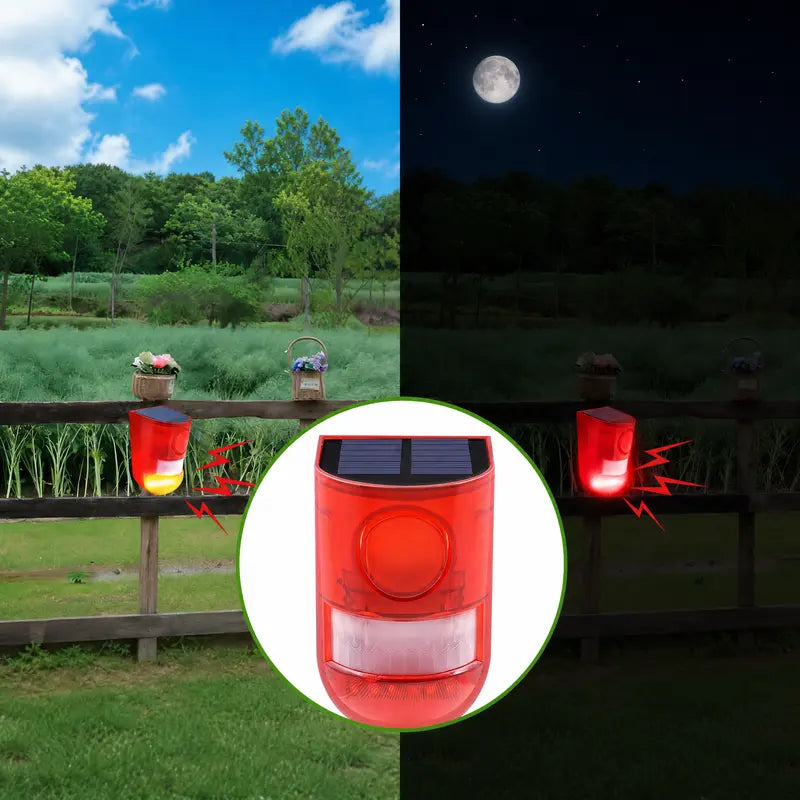 🚨 129dB Solar Motion Sensor Alarm – Loud Siren & Flashing LED Security Alert