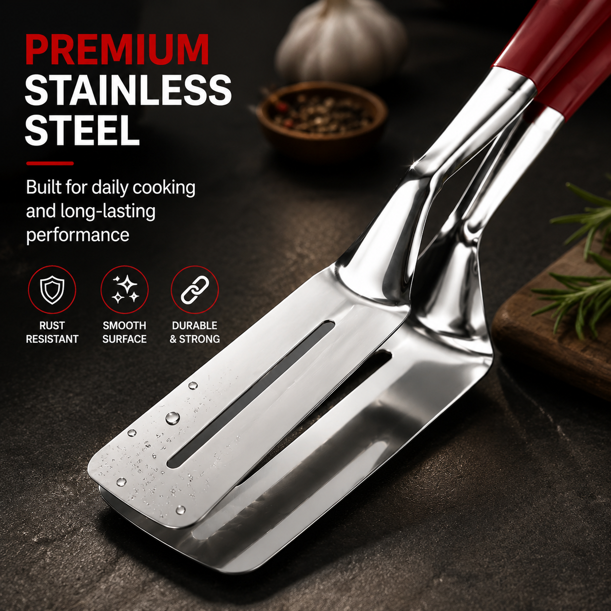 🥩 2-in-1 Stainless Steel Steak Spatula & Food Tongs Clip 🍳
