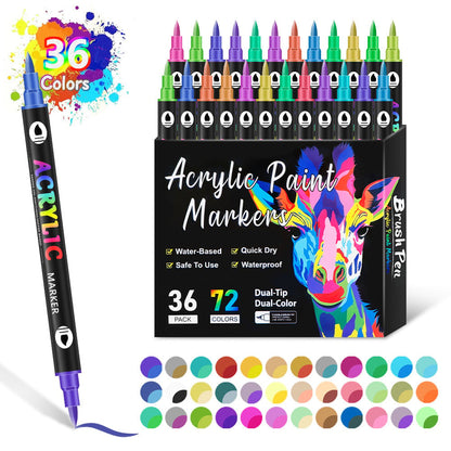 🎨Last Day🔥Dual Tip Acrylic Paint Pen Marker - 24/48/72/120 Colors