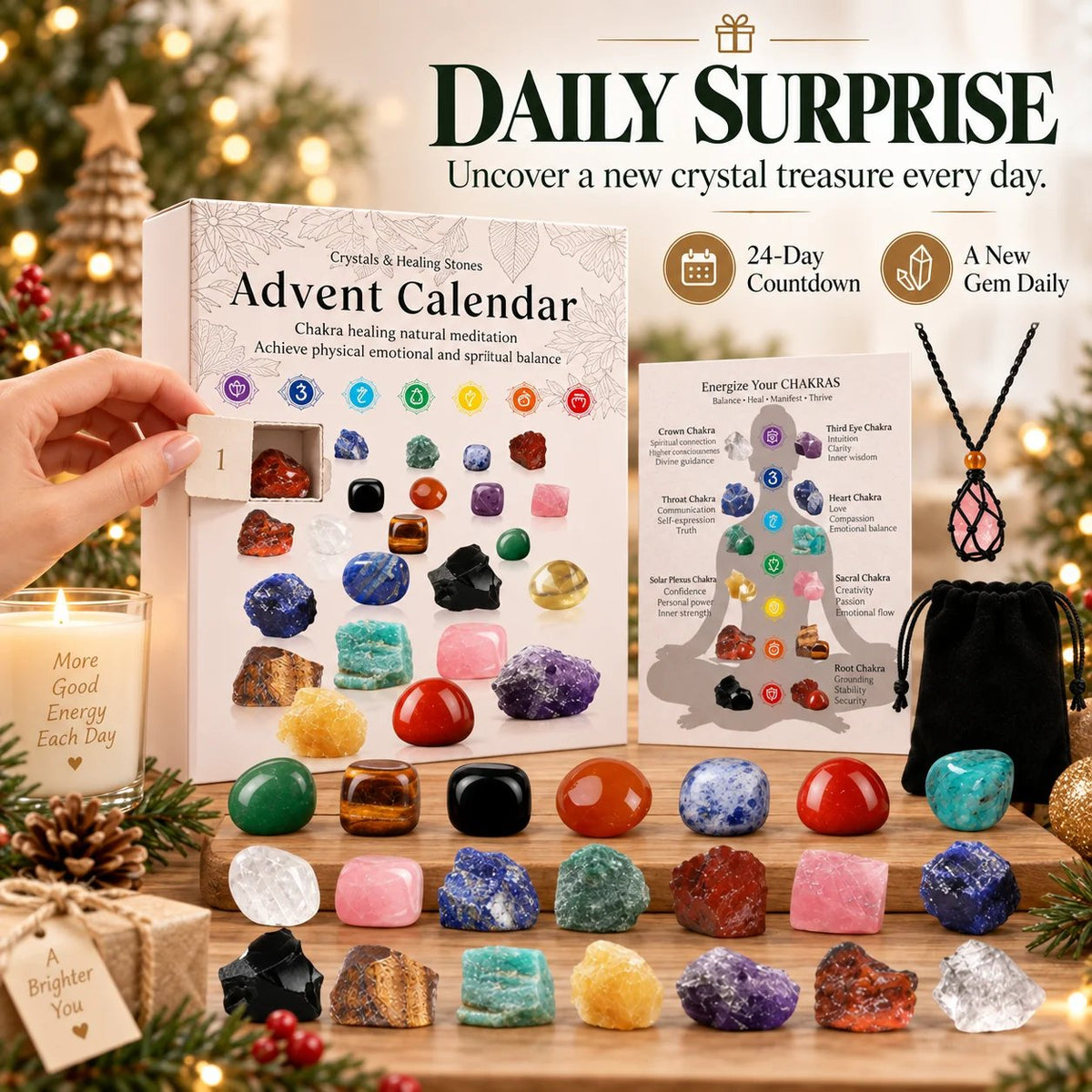 Crystal Advent Calendar - 24 Days Gemstone Gift Box 🎁
