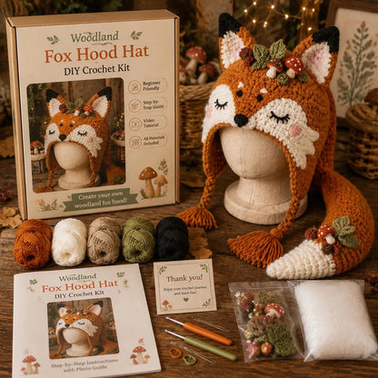 🐉✨ Fantasy Hood Hat DIY Crochet Kit | Premium Soft Yarn Materials with Step-by-Step Guide DIY Handmade Wearable Character Hood 🧶🎭✨
