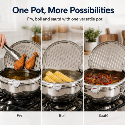 🌡️ Temperature-Monitoring Frying Pot with Rack