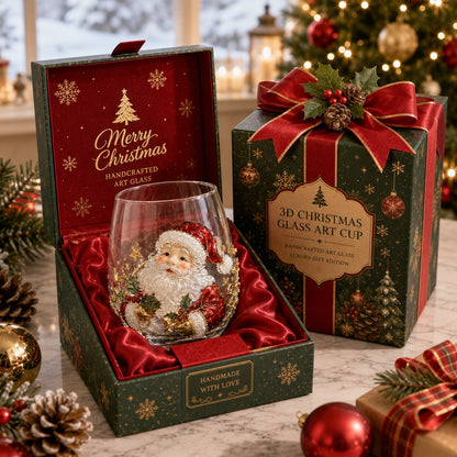 🎅Christmas Early Bird Sale🎄Christmas Glass Art Cup | Luxury Raised Holiday Glassware for Drinks, Decor & Christmas Gifts 🎁