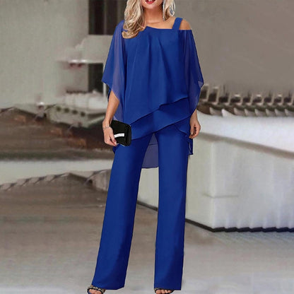 🏆LAST DAY SALE 60% OFF Elegant Layered Chiffon Top & Wide-Leg Pants Set