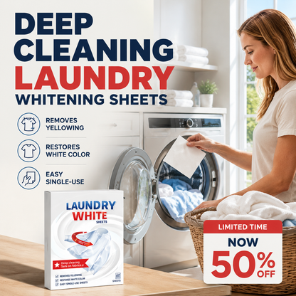 🤍 Laundry Whitening Sheets for White Clothes – Deep Stain & Yellowing Remover, Easy Toss-and-Wash Laundry Booster ✨