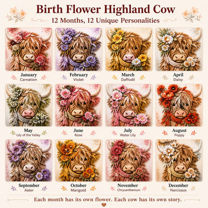 🐮Birth Flower Highland Cow 3D Layered Fabric Art DIY Kit (Beginner-friendly