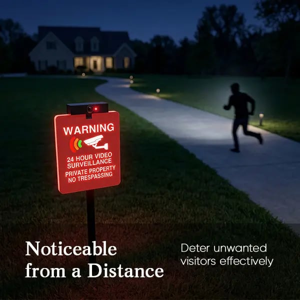 🔥 LAST DAY 40% OFF | Solar LED No Trespassing Security Sign – Rechargeable Outdoor Warning Sign with Stake