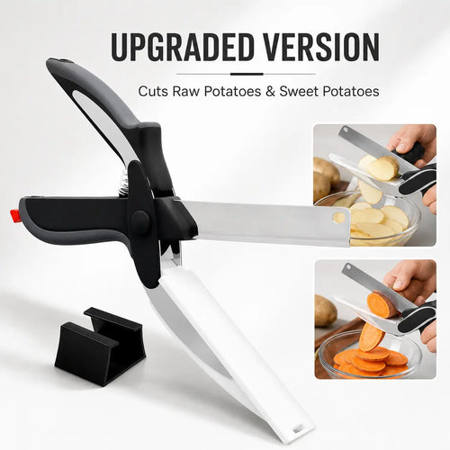 ✂️ 2-in-1 Kitchen Scissors with Built-In Cutting Board – Stainless Steel, Safety Lock
