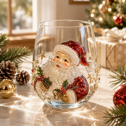 🎅Christmas Early Bird Sale🎄Christmas Glass Art Cup | Luxury Raised Holiday Glassware for Drinks, Decor & Christmas Gifts 🎁