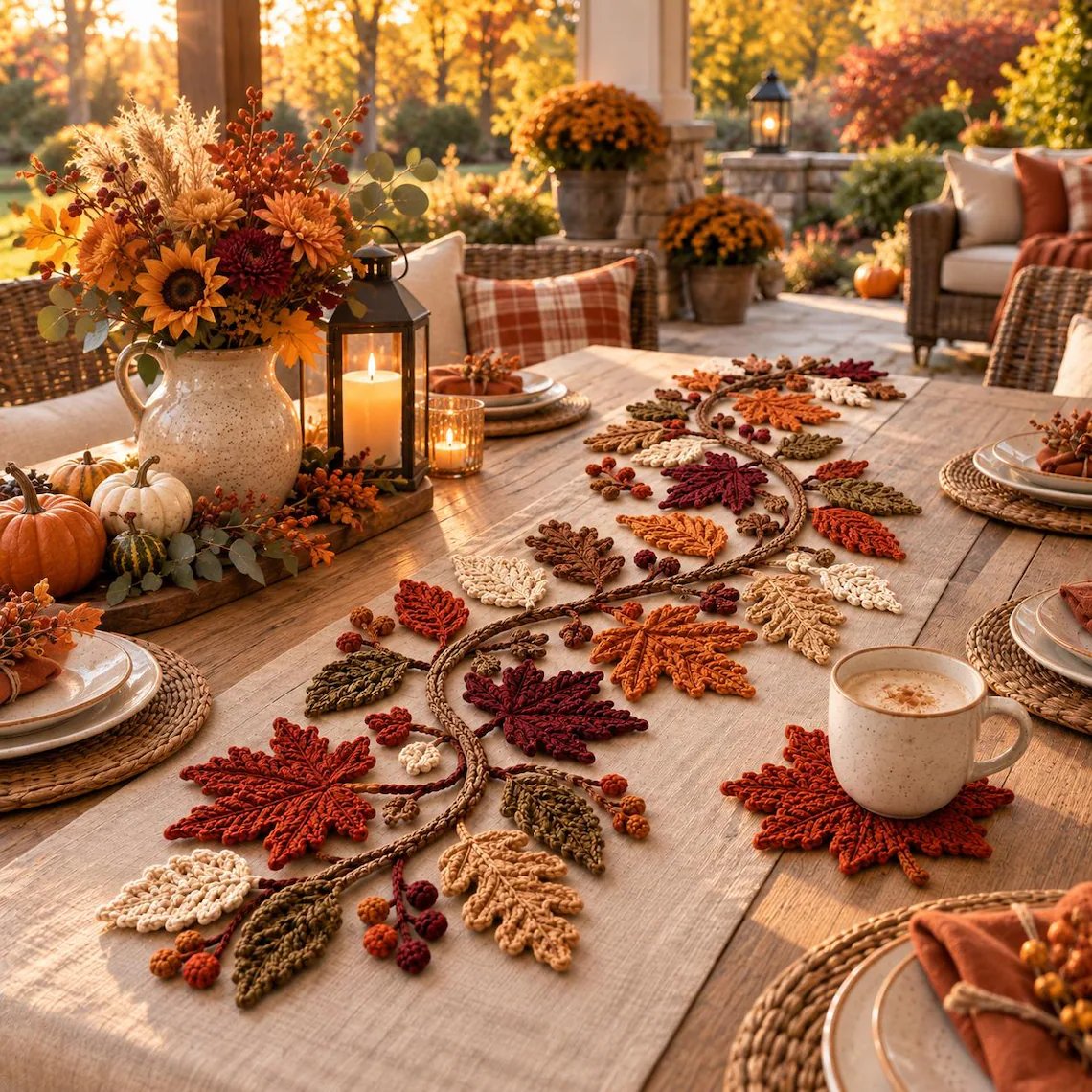🍂 Autumn Leaf Table Runner | Fall Thanksgiving Dining Table Centerpiece Decor 🦃